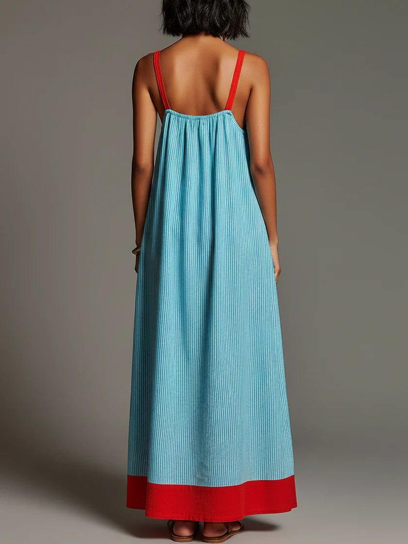 Sallina | Striped Contrast Trim Maxi Dress