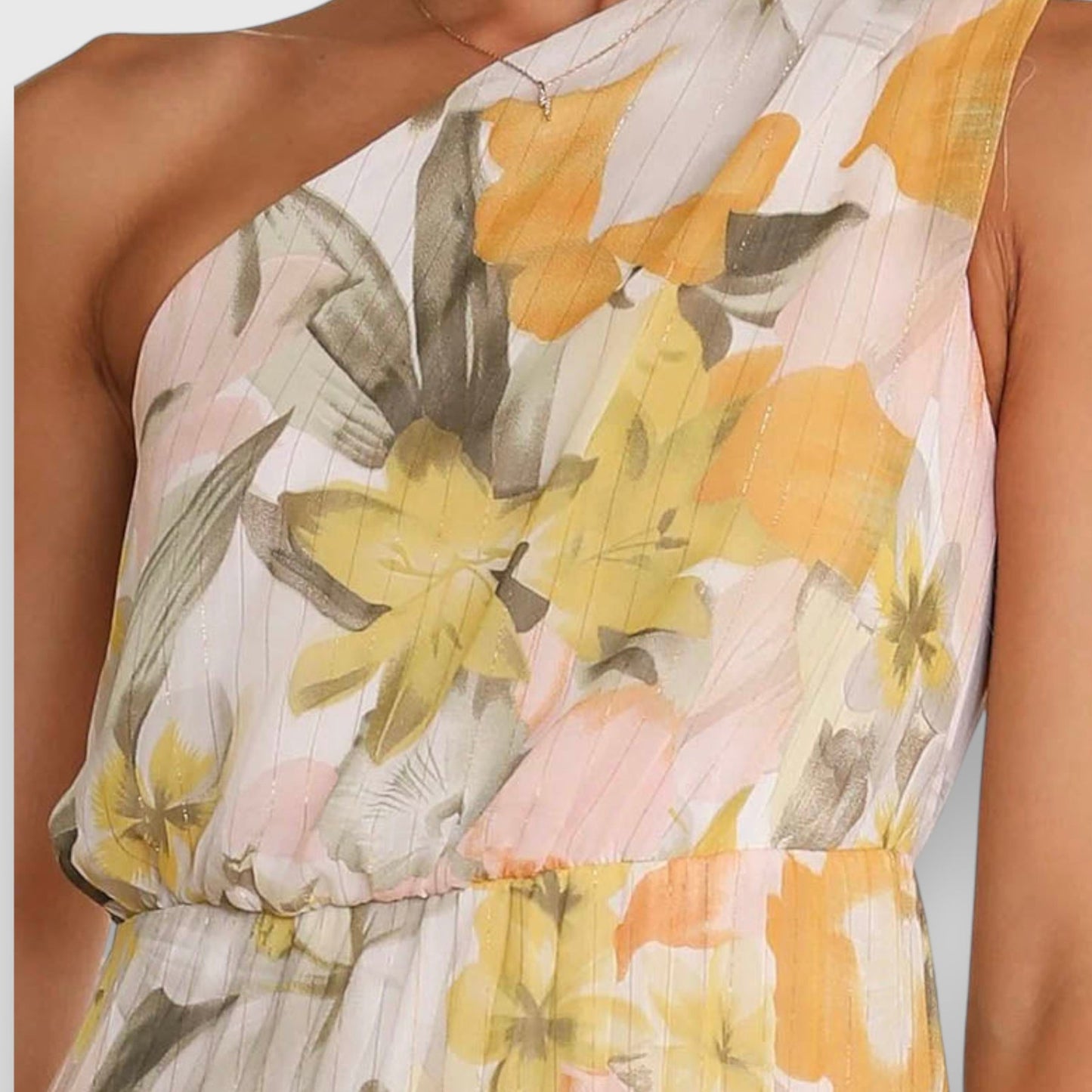 Jillian | Floral Print One Shoulder Maxi Dress