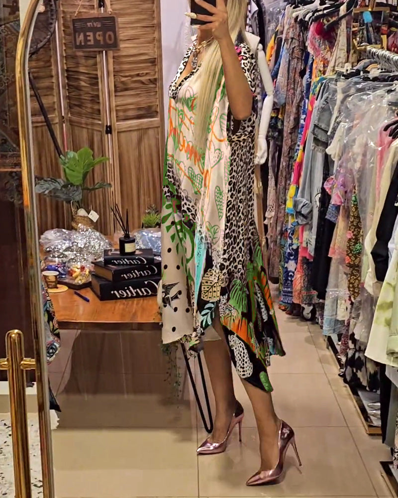 Marianna | Kaftan Dress Multicolour V-Neck Print