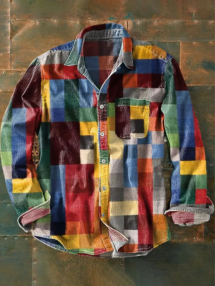 Germaine | Patchwork Print Unisex Button-Up Shirt