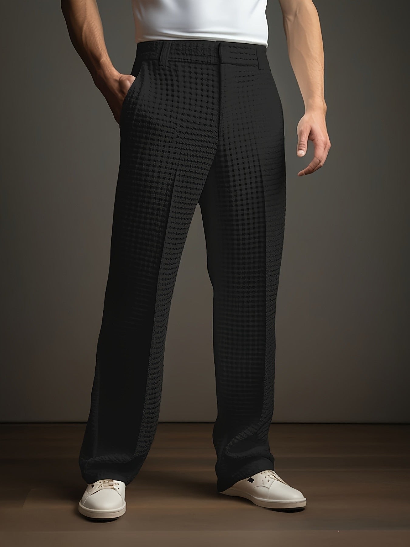 Harmen | Textured Wide Leg Trousers