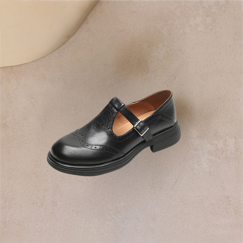 Zayana | Black Buckle Mary Jane Shoes