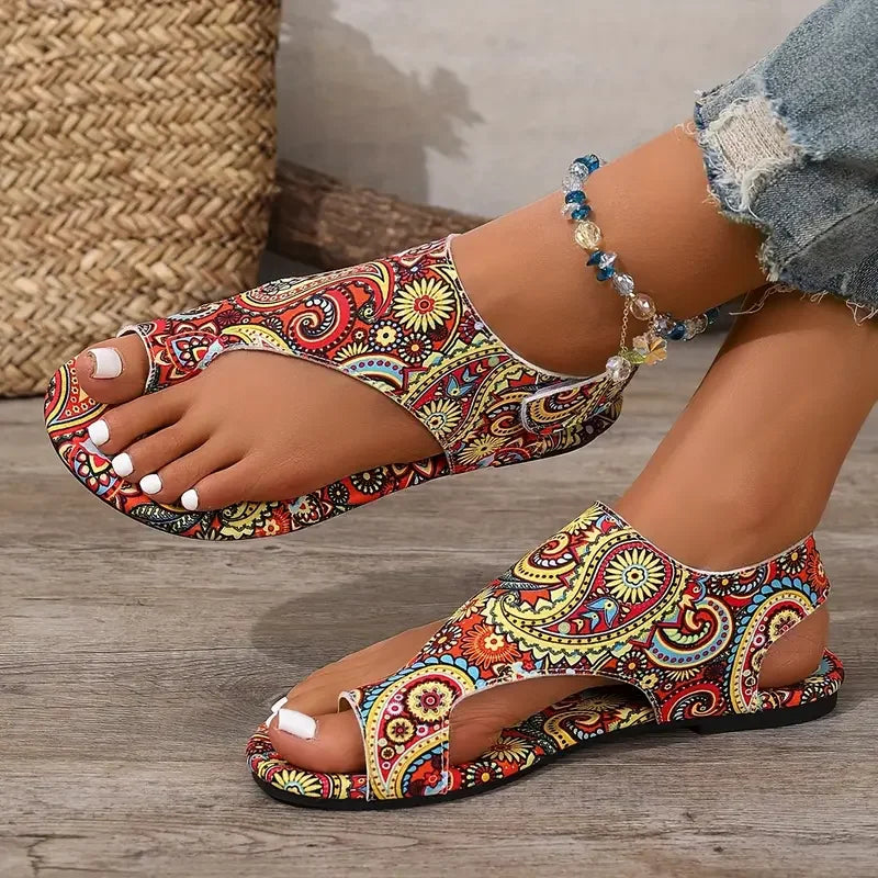 Grimes - Printed Slingback Toe Loop Flats