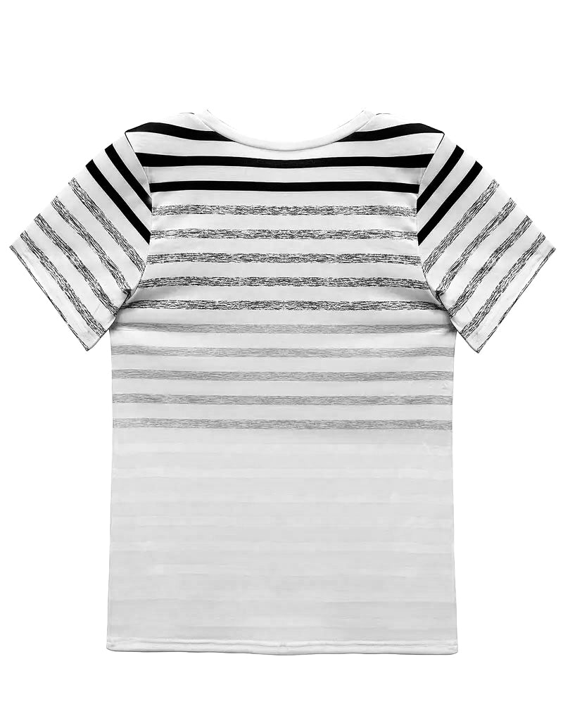 Kellie | Striped Round Neck Short Sleeve T Shirt