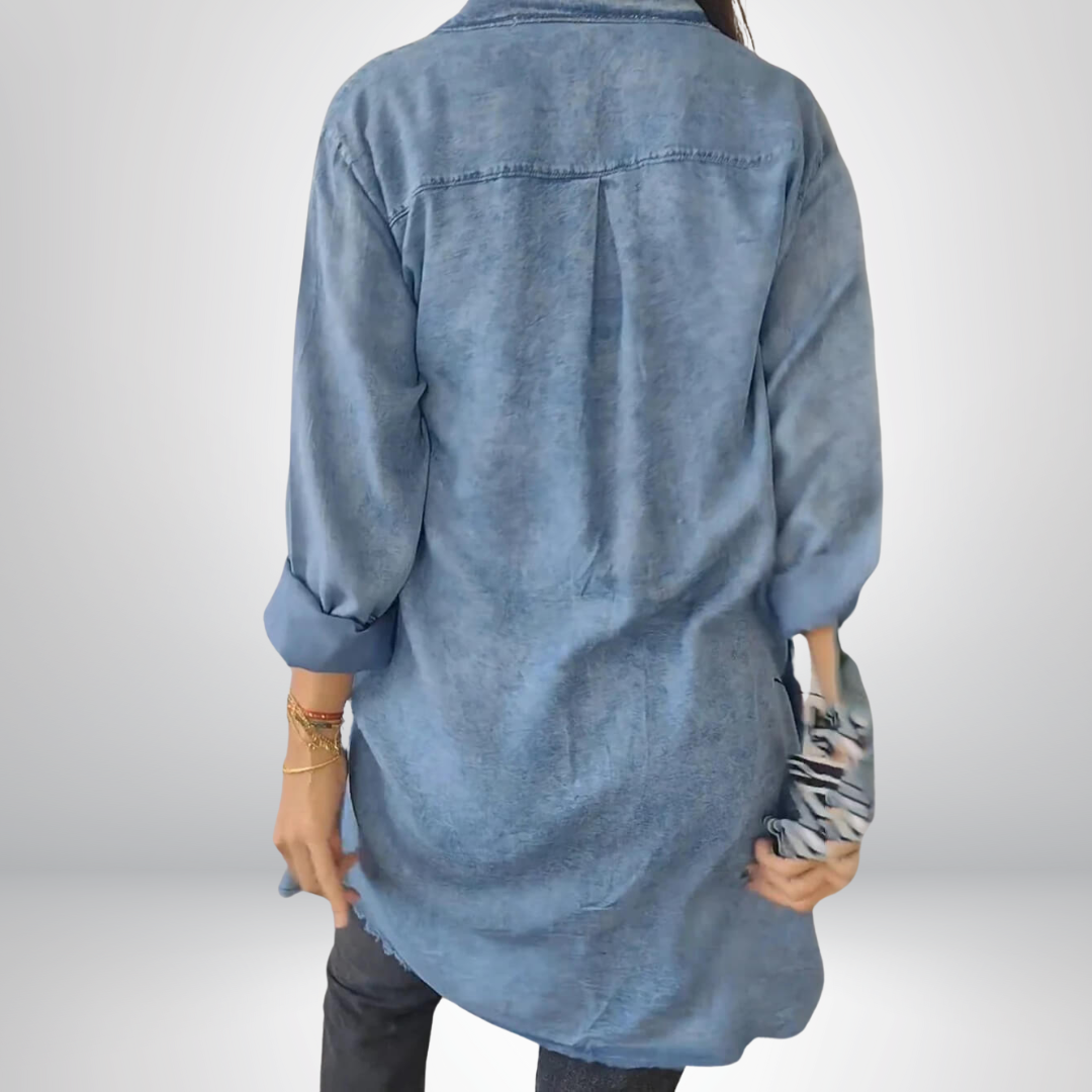 Krystyna | Denim Jacket with Long Sleeves and Collar