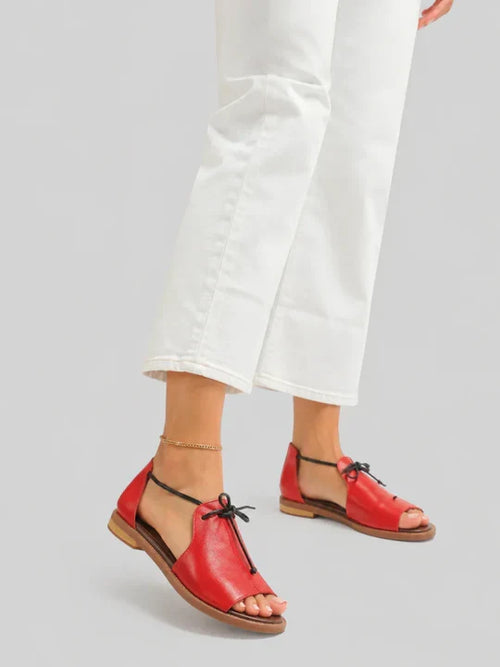 Camilla | Lace-Up Flat Sandals in Grey, White, Black, Red