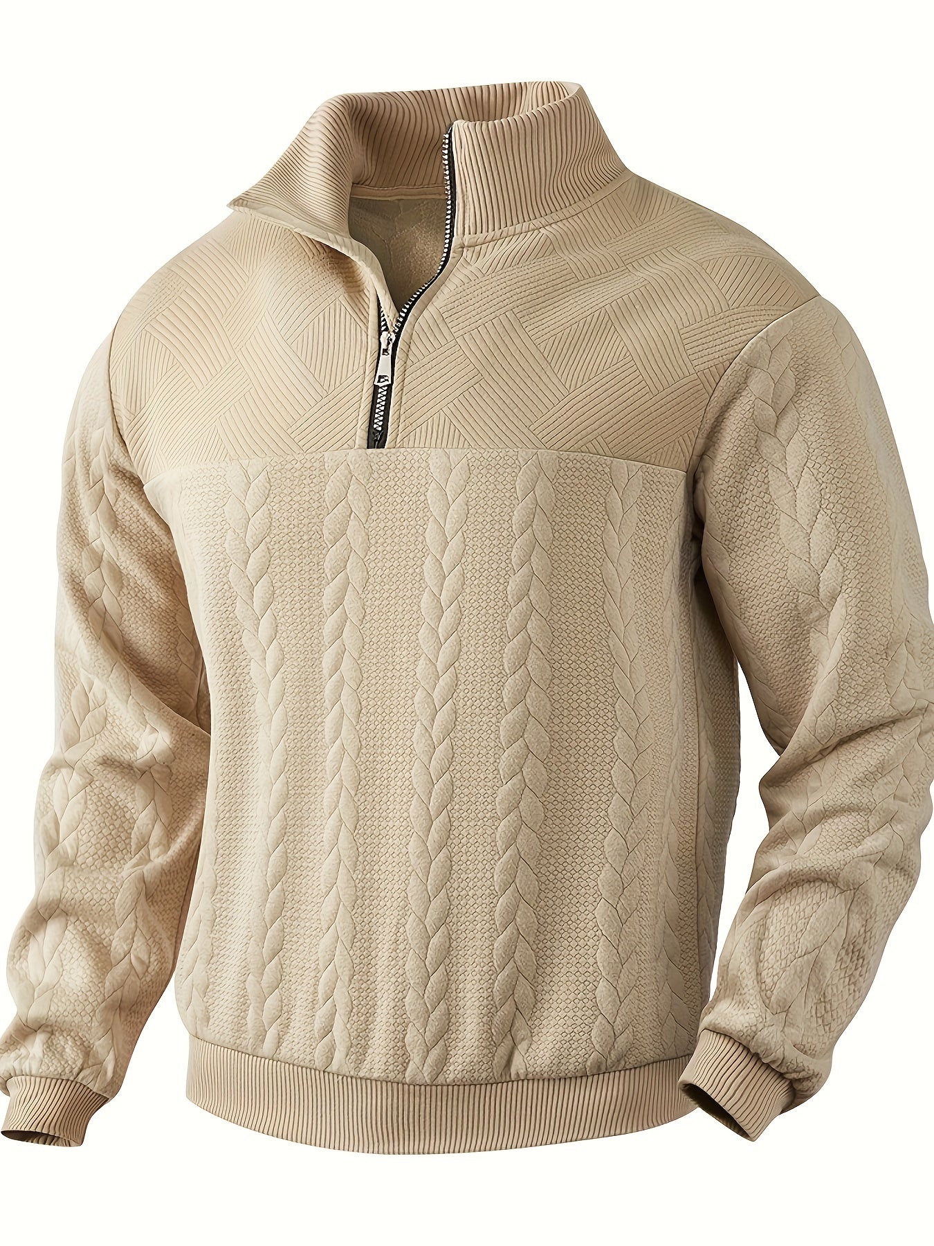 Caleb | Quarter Zip Cable Knit Sweatshirt