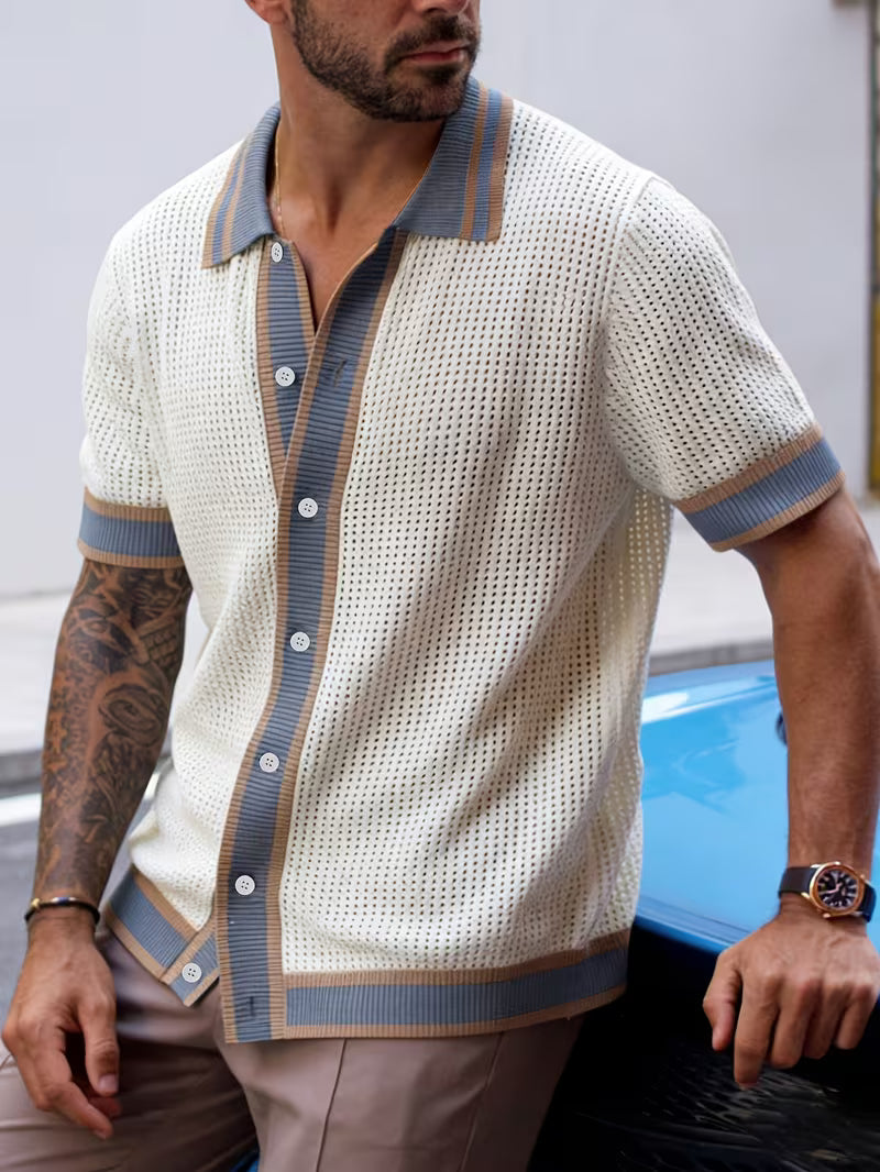Walt | Knitted Short Sleeve Button Polo Shirt