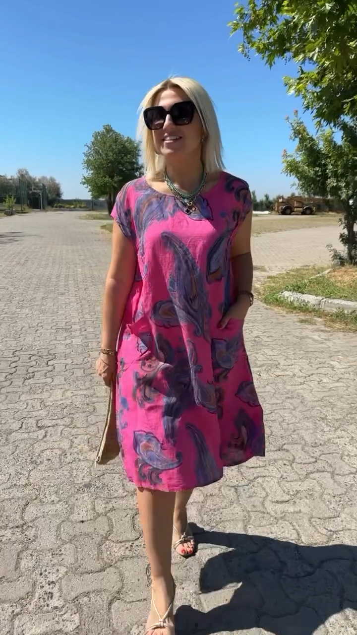Hazal | Paisley Print Cap Sleeve Midi Dress
