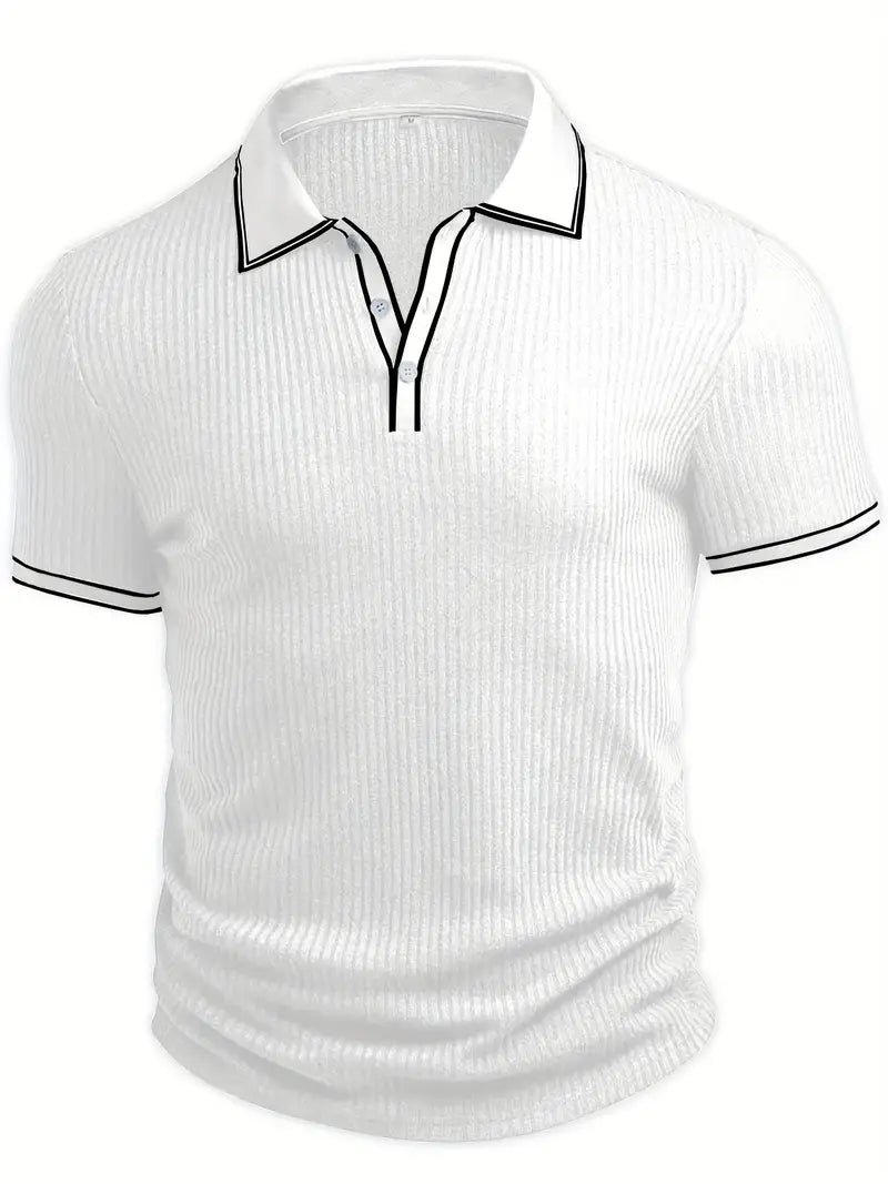 Orestis - Ribbed Short Sleeve Contrast Polo Shirt
