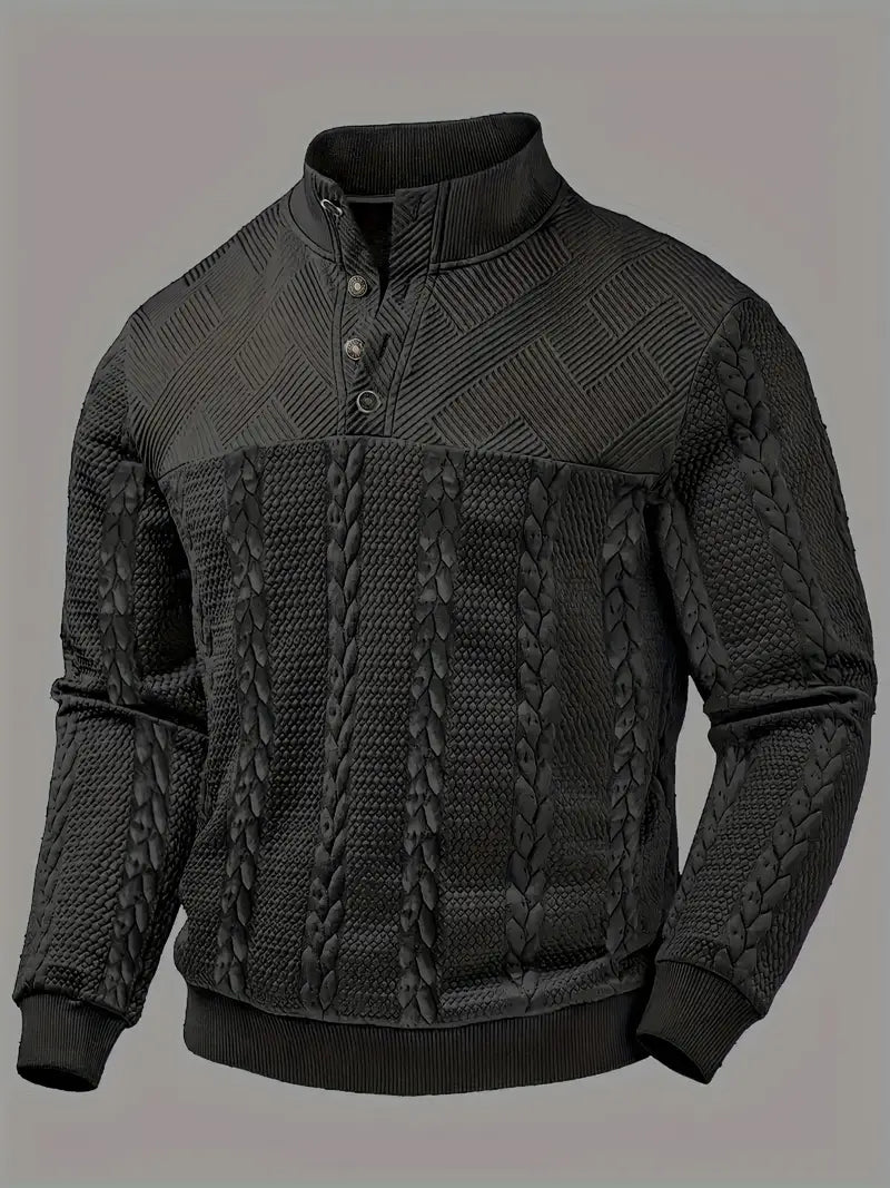 Dawson | Long Sleeve Textured Henley Knit Sweater