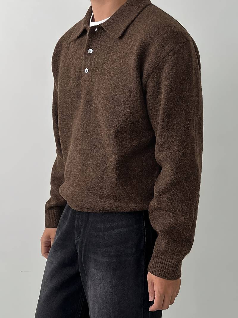 Eliran | Long Sleeve Textured Knit Polo Top