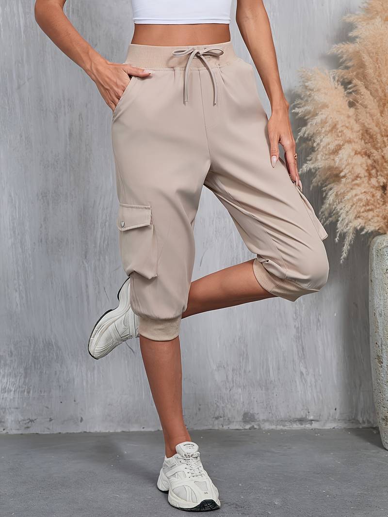 Kirabo | Cargo Cropped Drawstring Jogger Trousers