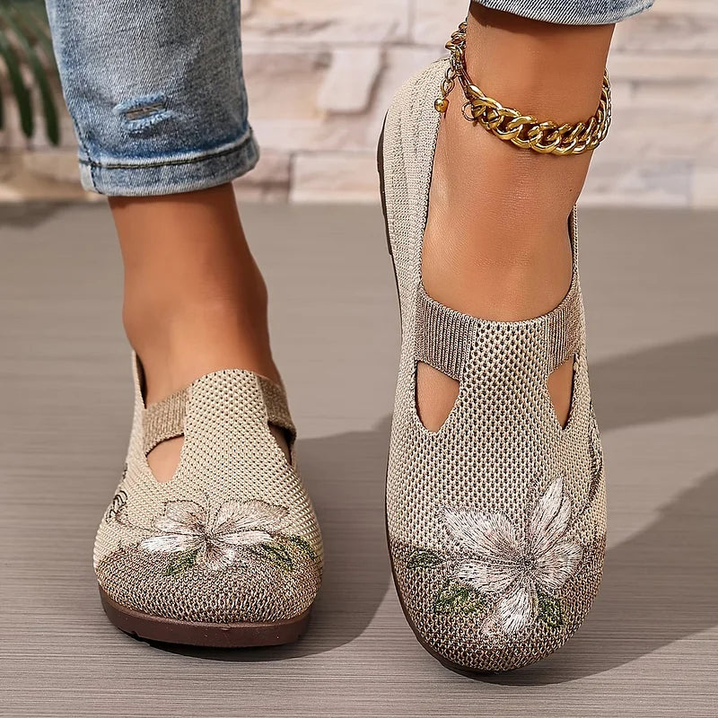 Martine | Embroidered Knit Walking Shoes