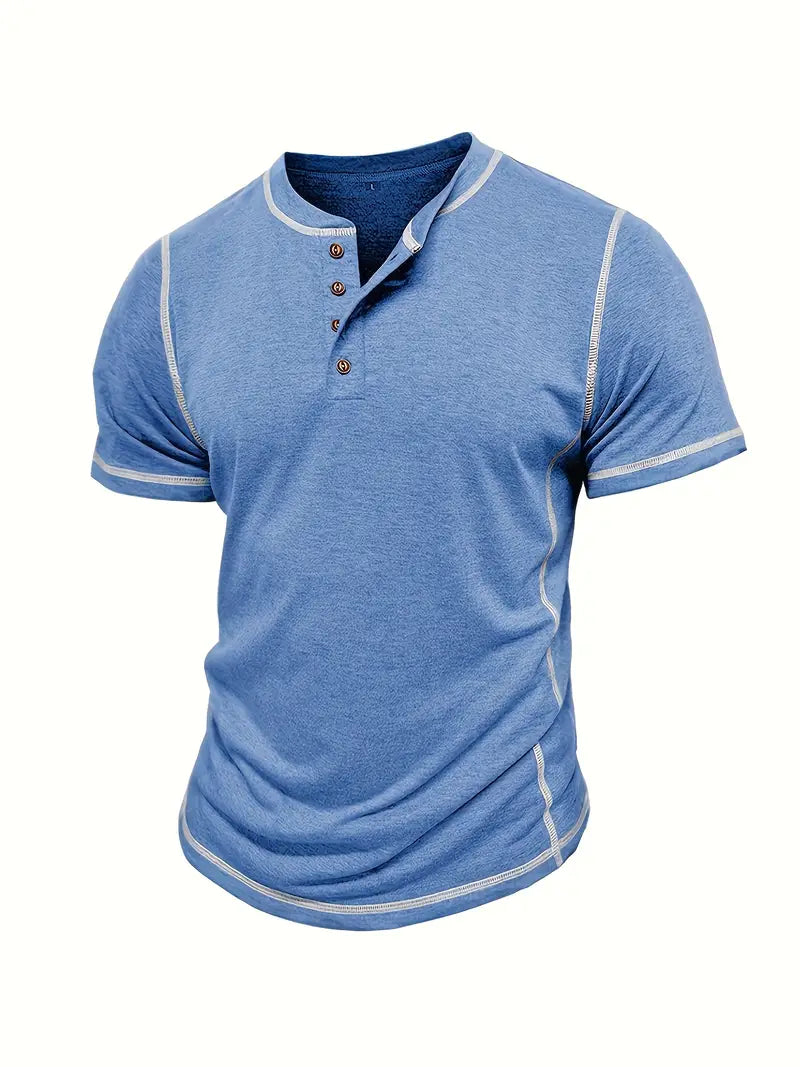 Orazio | Short Sleeve Henley Neck T-Shirt
