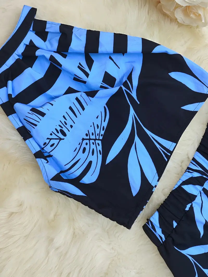 Zirina | Tropical Print Halter Two Piece Set