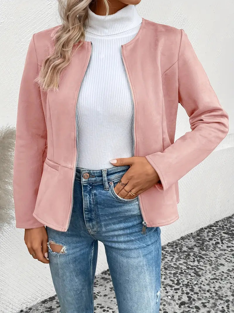 Roksana | Jacket with Round Neck and Zip Closure