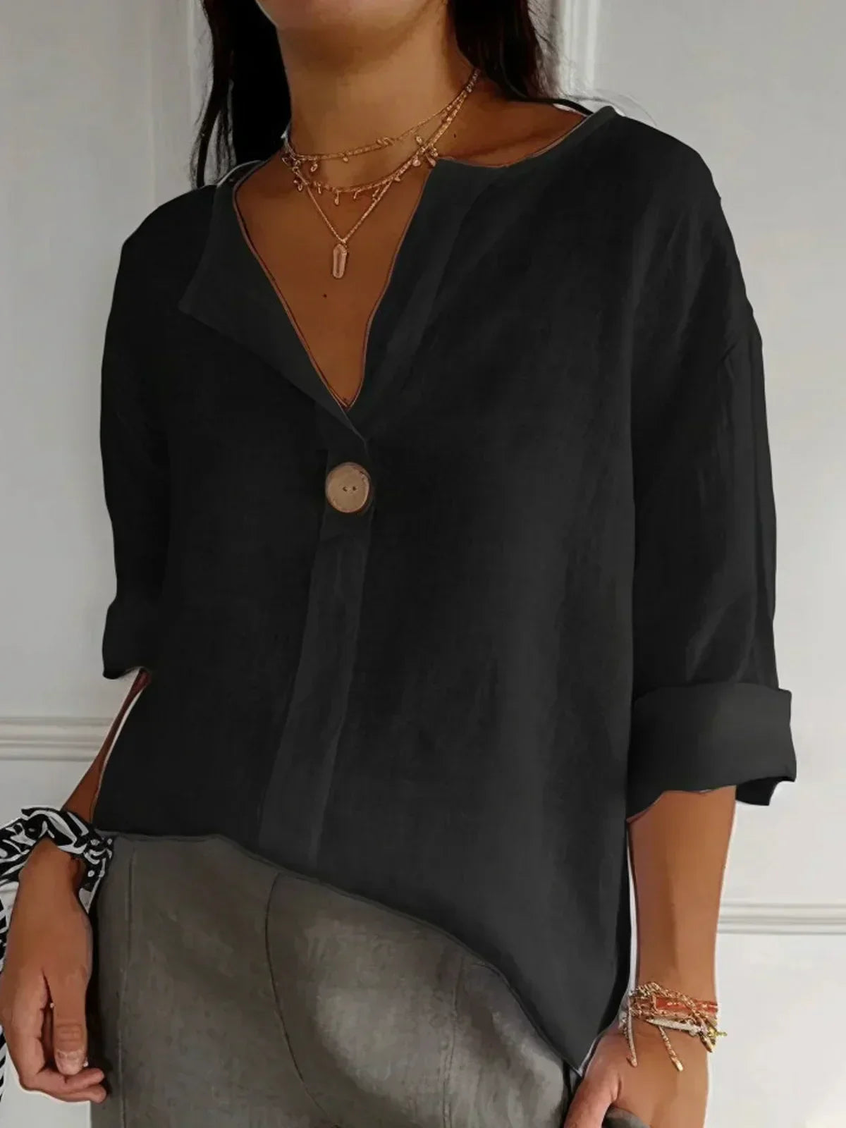 Yvonna | Loose Fit Button Front Blouse