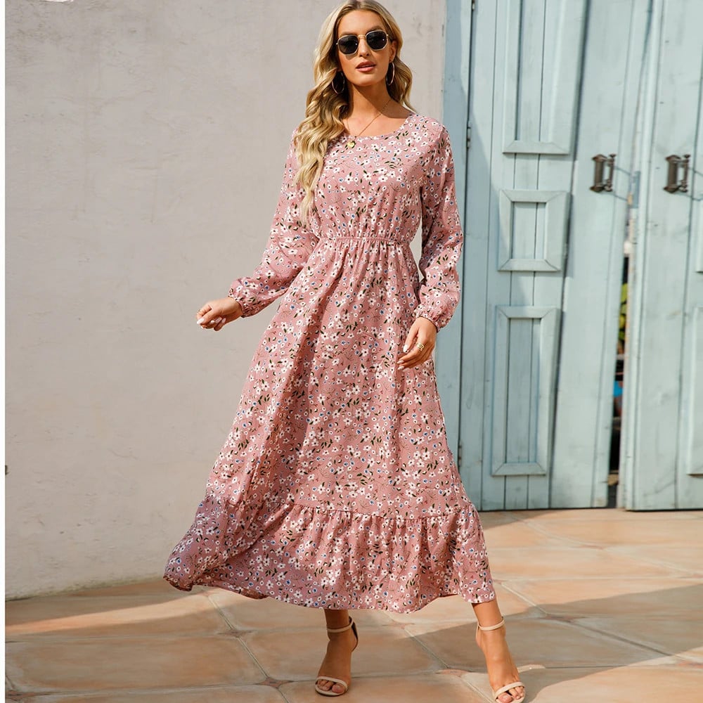 Trisha | Floral Print Maxi Dress Long Sleeves