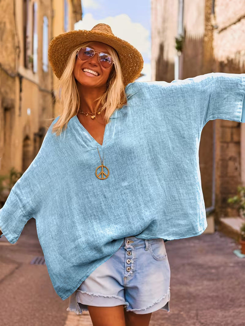 Sienna | V-neck Batwing Sleeve Top in Multiple Colours