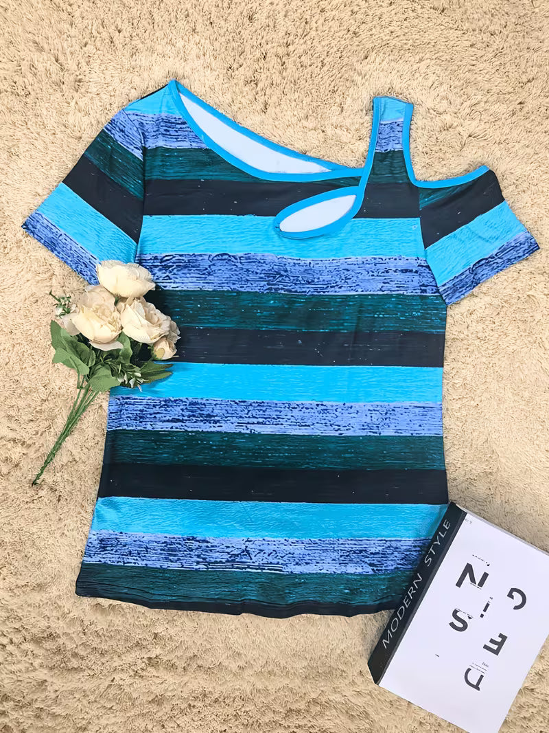 Sittina | Striped Cold Shoulder Cut-Out Top