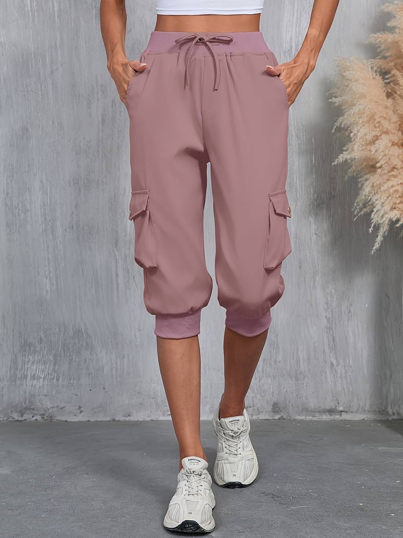 Kirabo | Cargo Cropped Drawstring Jogger Trousers
