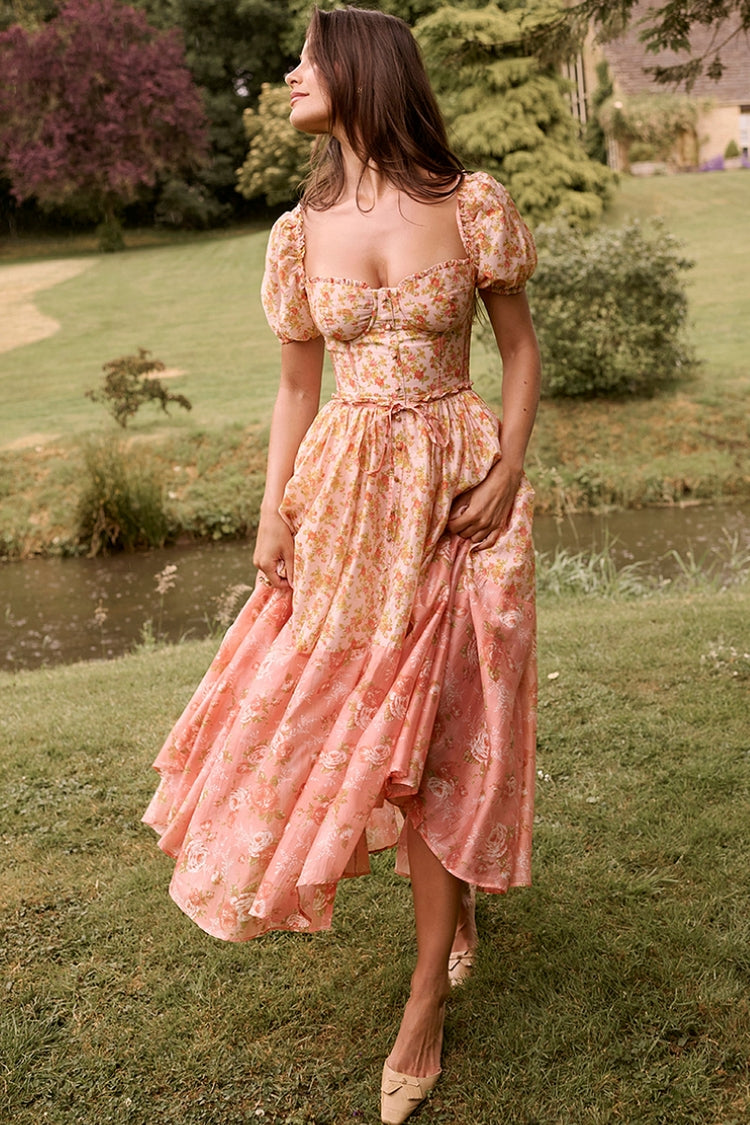 Mellie | Floral Puff Sleeve Midi Dress