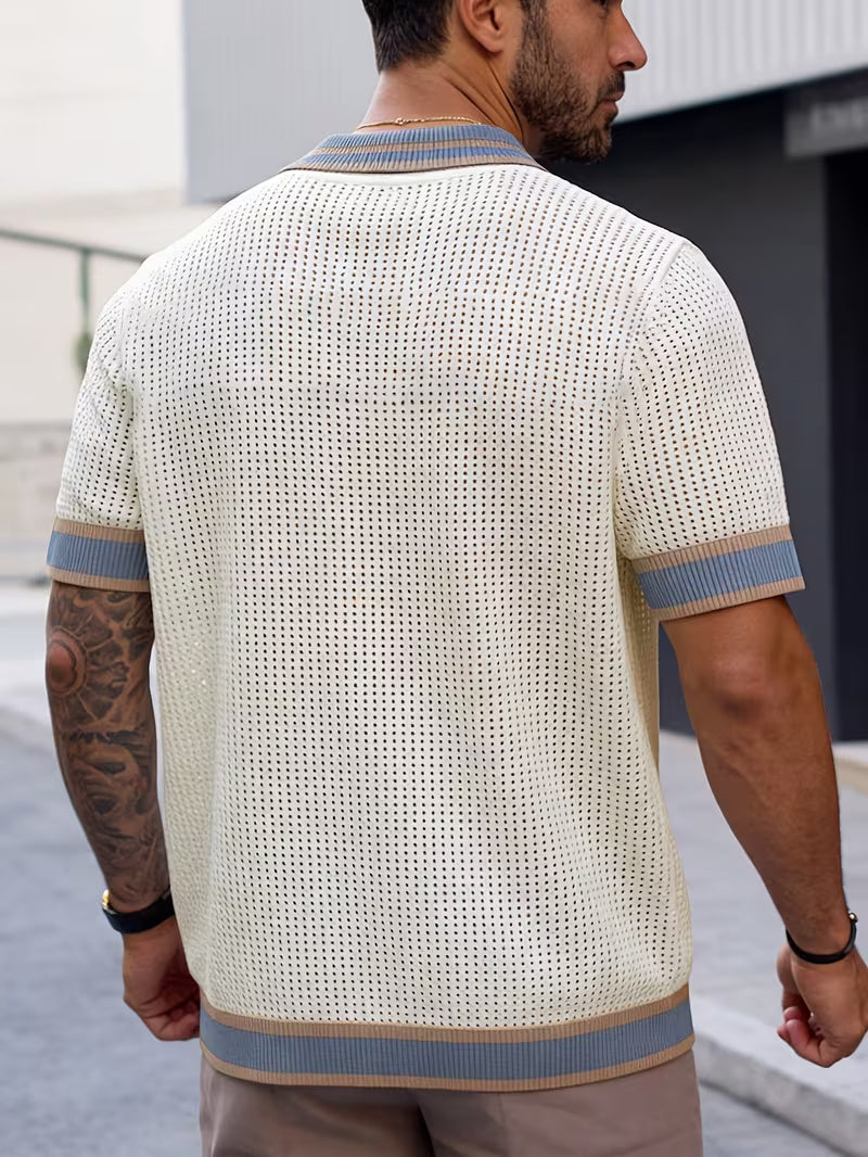 Walt | Knitted Short Sleeve Button Polo Shirt