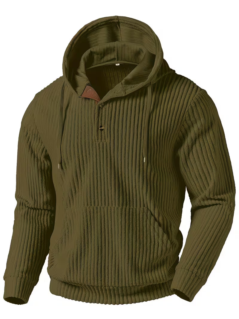 Colman | Hooded Ribbed Knit Pullover Sweatshirt