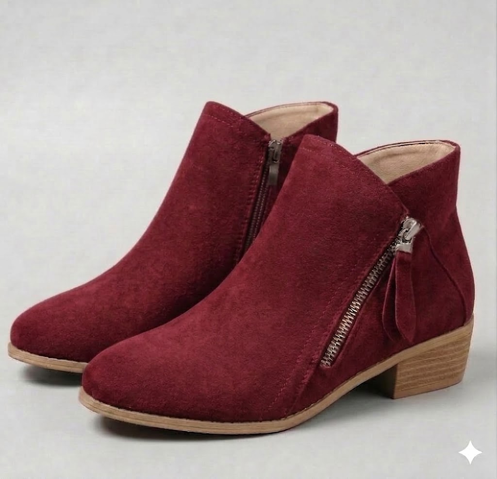 Arely | Ankle Boots with Side Zipper and Block Heel