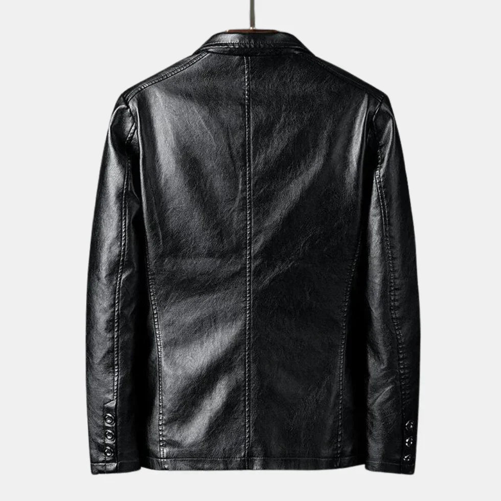 Heinz | Vintage Style Button Leather Blazer