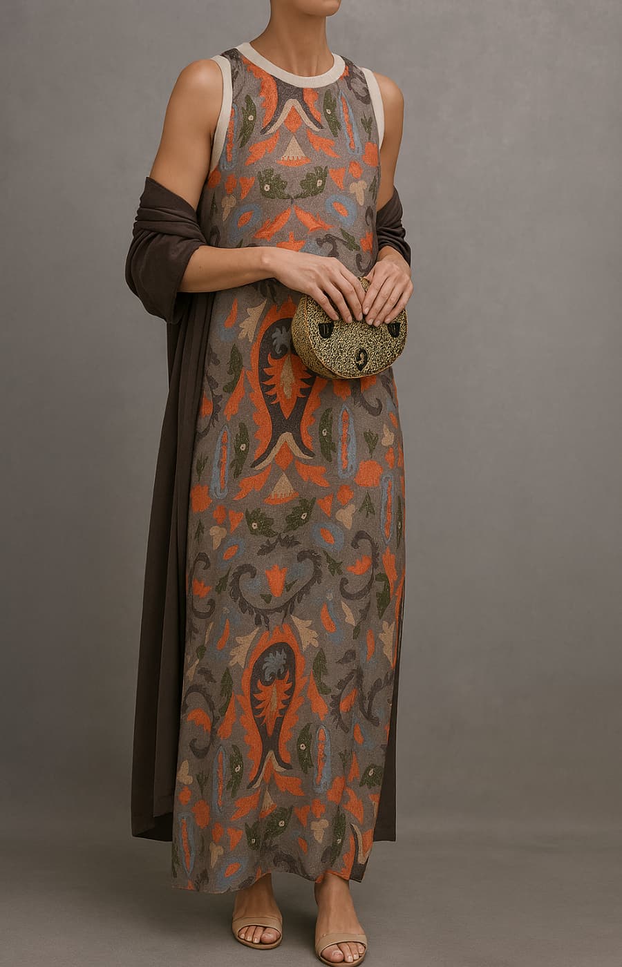 Irmtraut | Ikat Print Sleeveless Maxi Dress