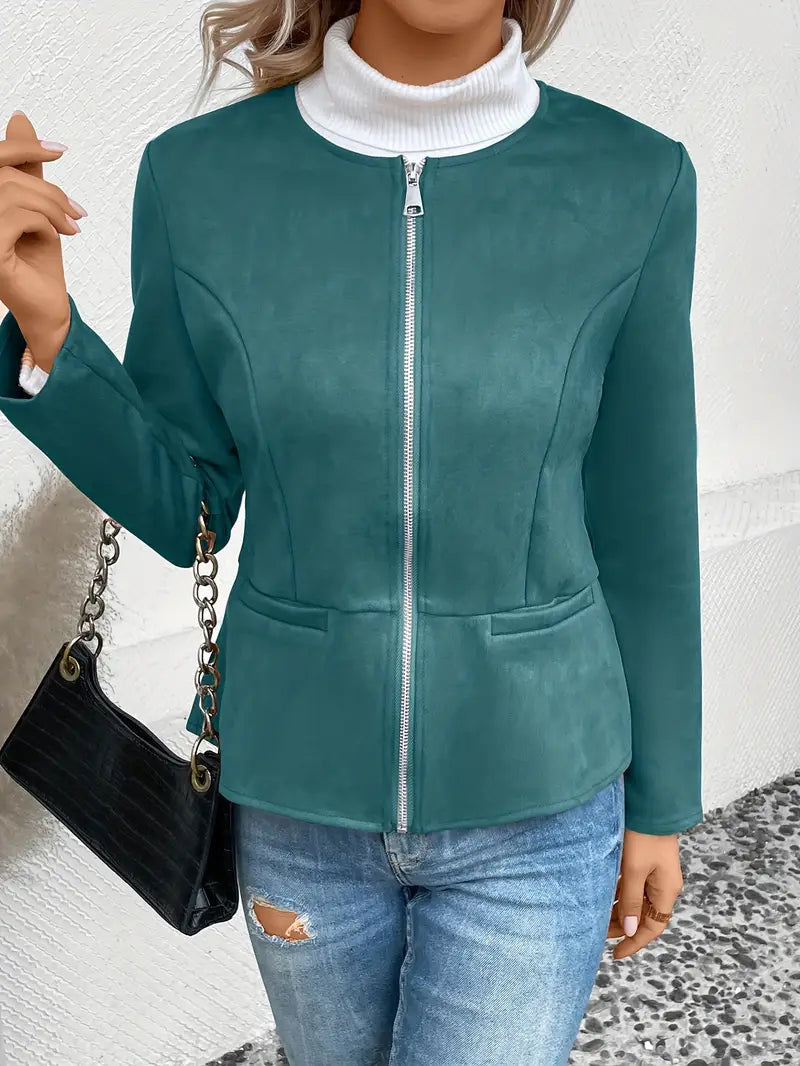Roksana | Jacket with Round Neck and Zip Closure