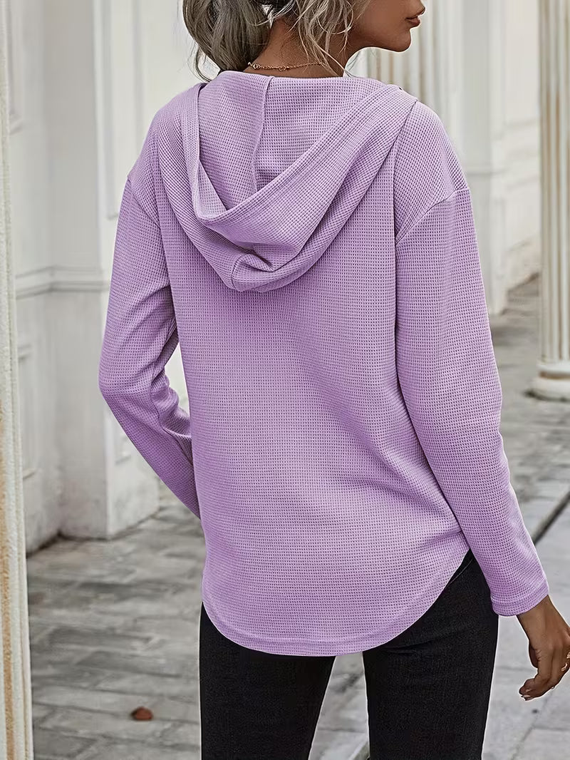 Heydi | Sweatshirt with V-Neck Hood Curved Hem