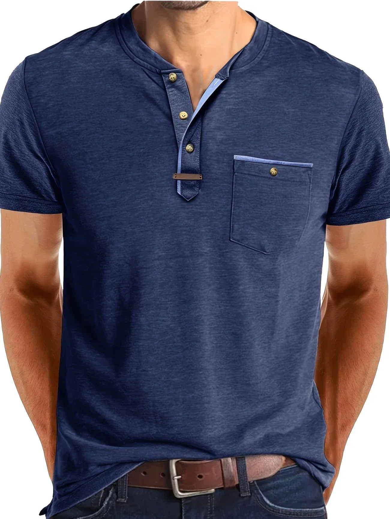 Saxon | Short Sleeve Henley Pocket T Shirt