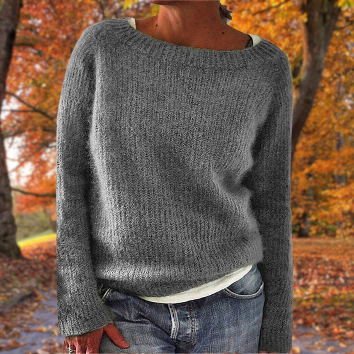 Haydee | Knit Sweater Wide Neck Long Sleeve Relaxed Fit