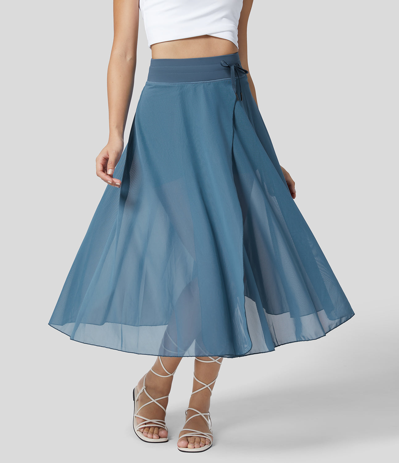 Eliara - High Waisted 2 In 1 Wrap Skirt Shorts