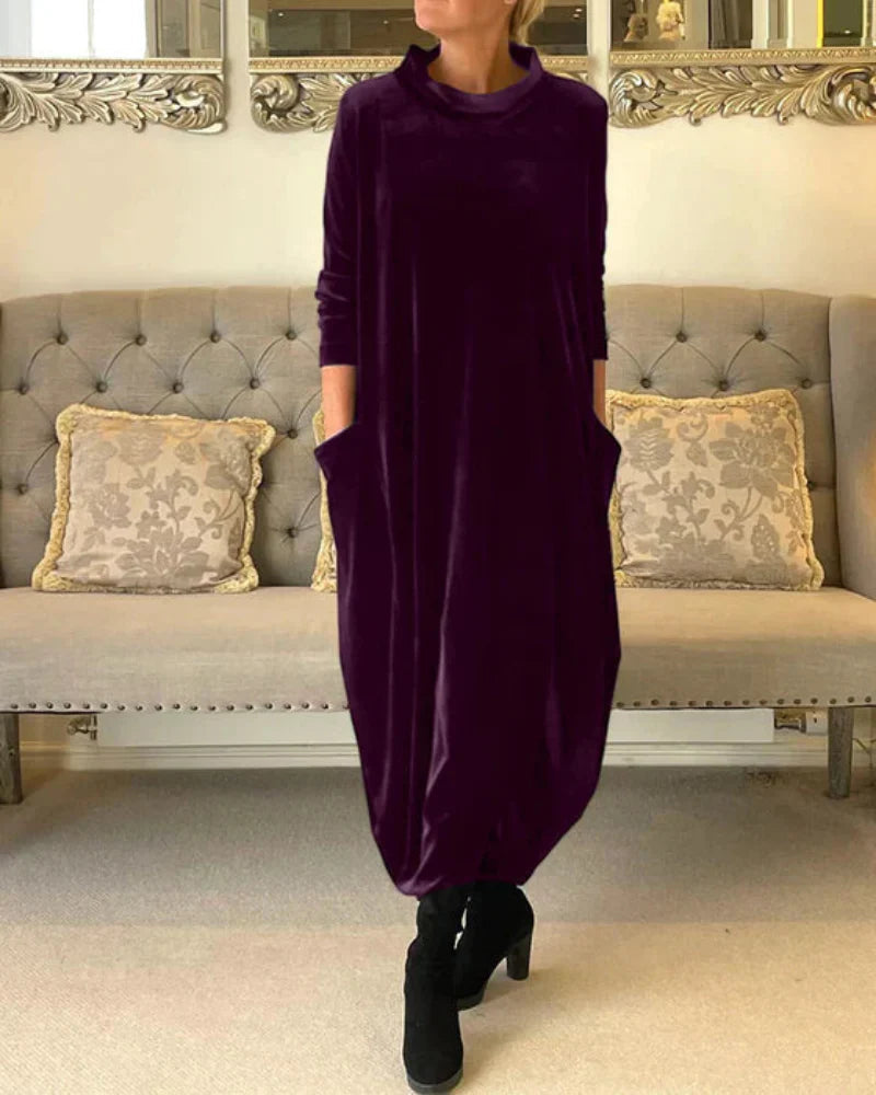 Layeena | Velvet Pocket Midi Dress