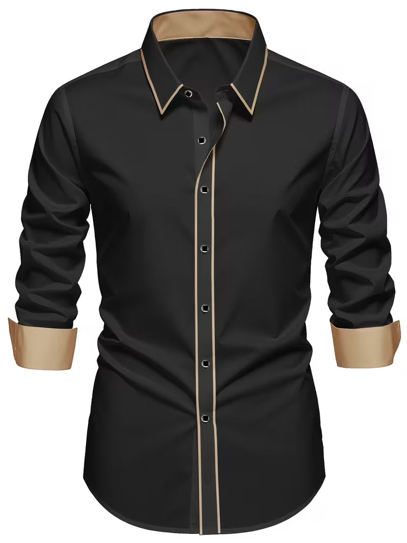 Daven | Long Sleeve Contrast Trim Button Shirt