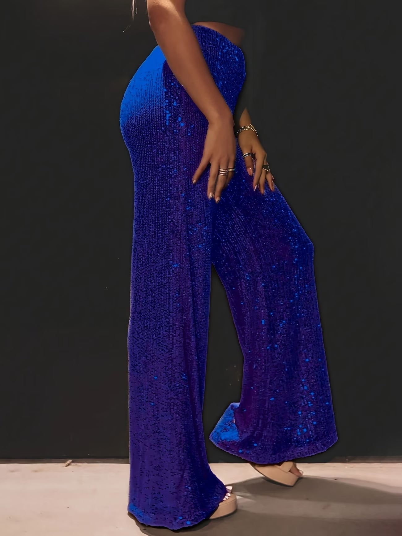 Tnora | Trousers Sequin Wide Leg High Waist