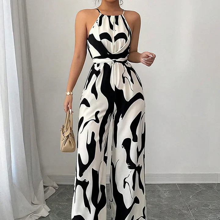 Jorinda | Printed Halterneck Wide Leg Jumpsuit
