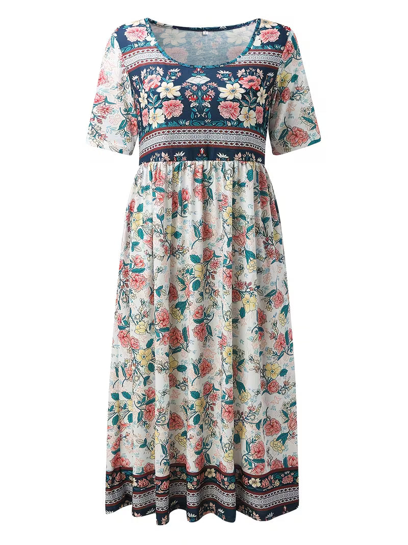 Lisan | Floral Print V-Neck Midi Dress