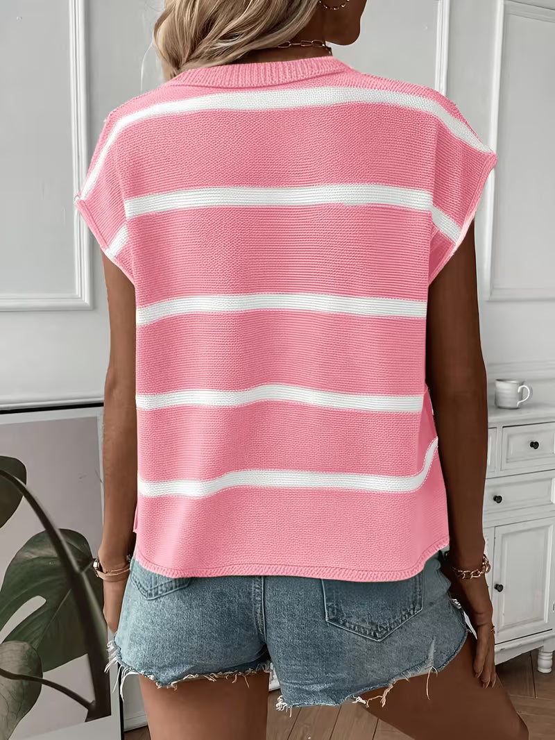 Enila | Striped Knit Jumper with Short Sleeves