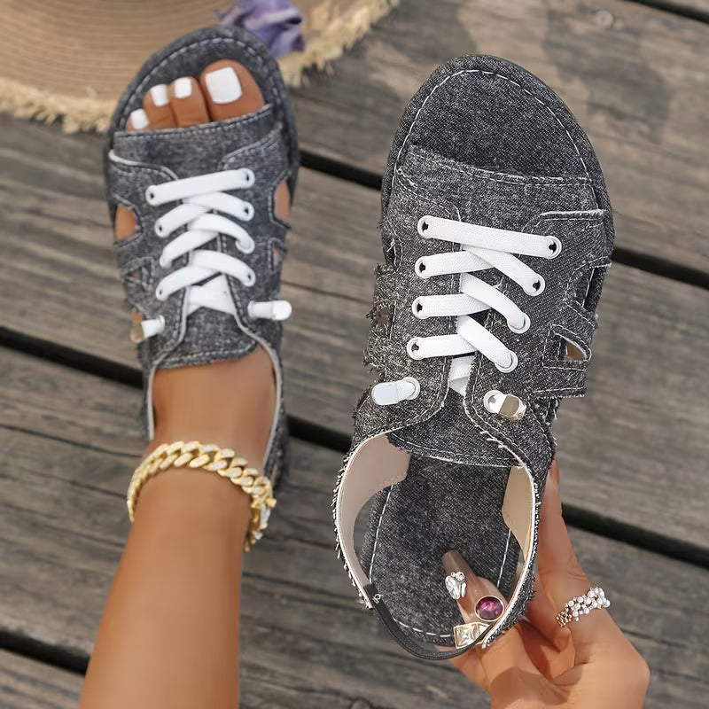Samyn - Open Toe Lace Up Sandals