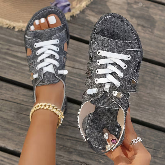 Samyn - Open Toe Lace Up Sandals