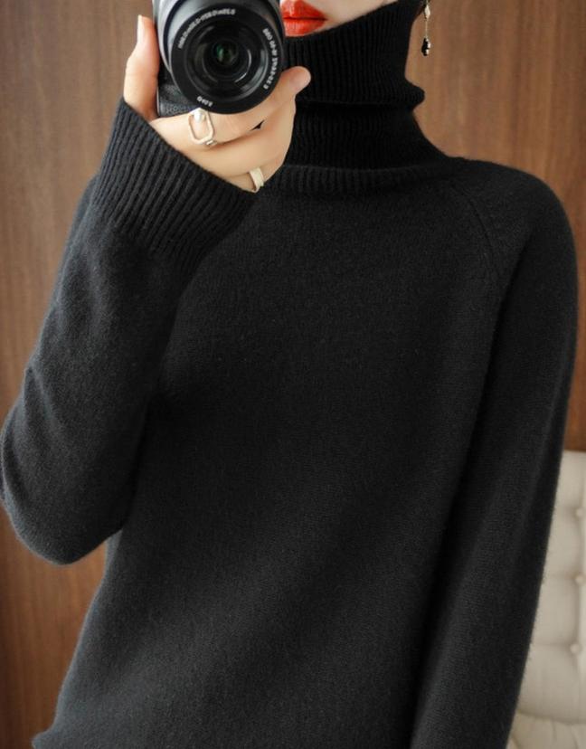 Amber | Long Sleeve Turtleneck Jumper with Ribbed Detail