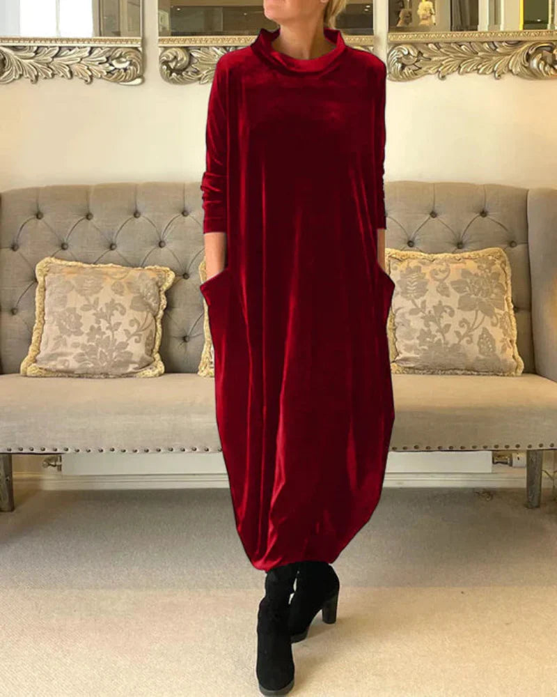 Layeena | Velvet Pocket Midi Dress