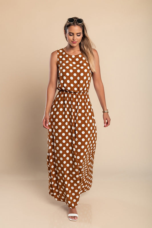 Lyna | Polka Dot Sleeveless Maxi Dress