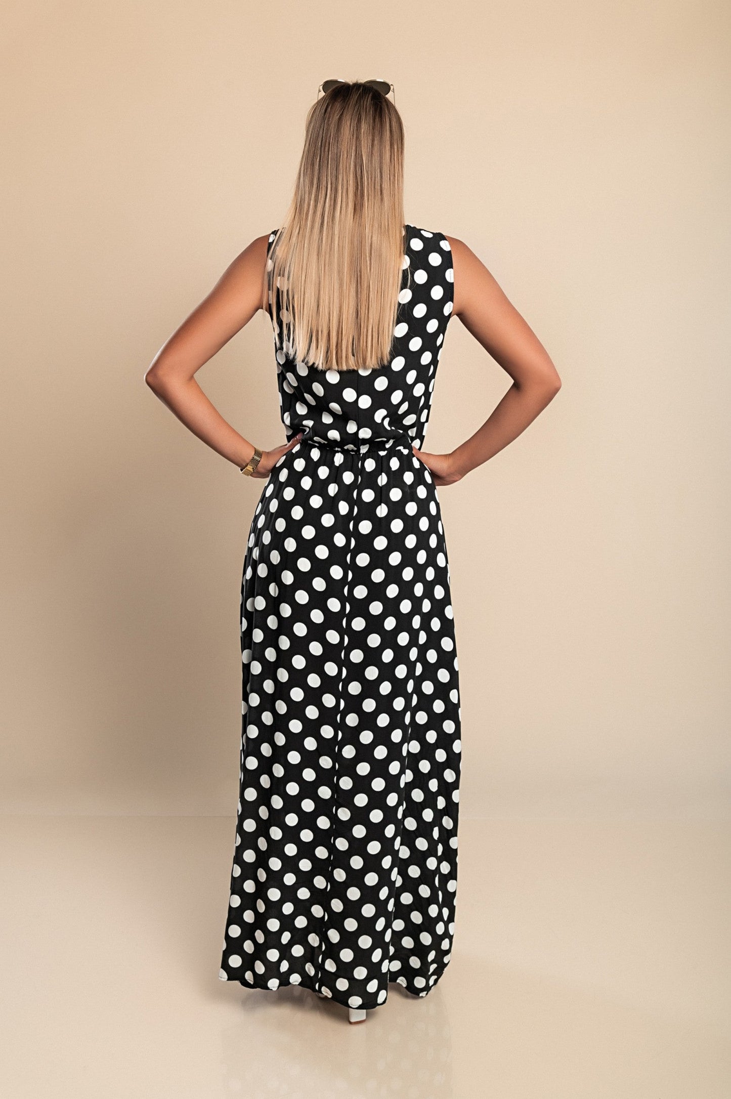 Lyna | Sleeveless Polka Dot Summer Maxi Dress