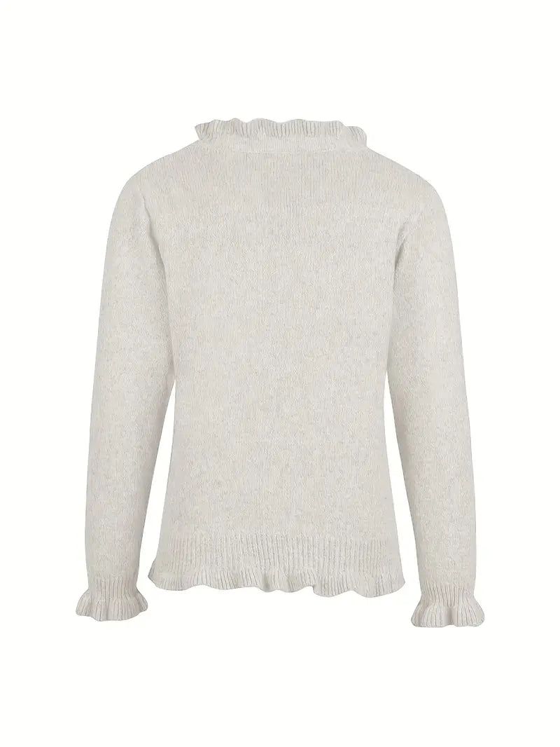 Hanifa | Ruffle Trim Button Knitted Cardigan
